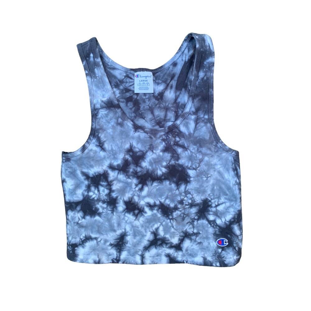 Champion, Black & White Tie Dye Crop Top, Large, Used